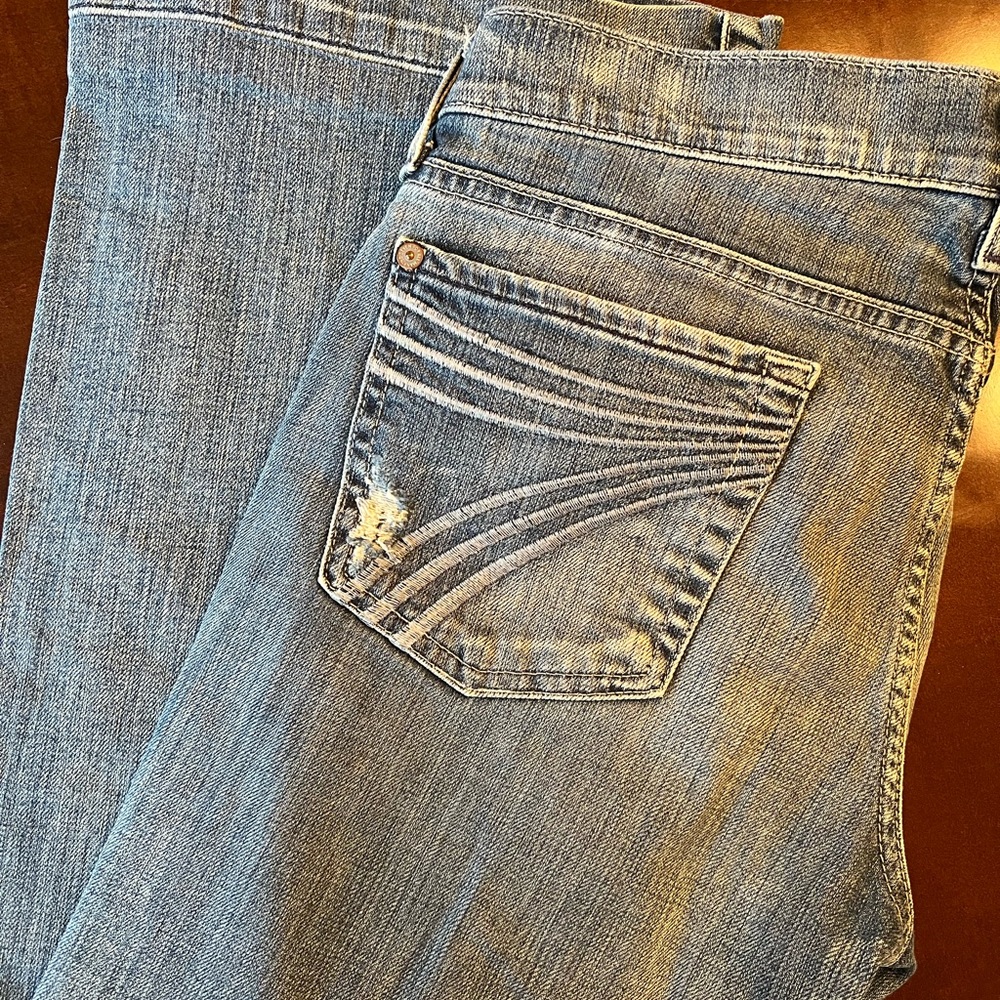 7 For All Mankind Blue Straight Leg Jeans Dojo stretch